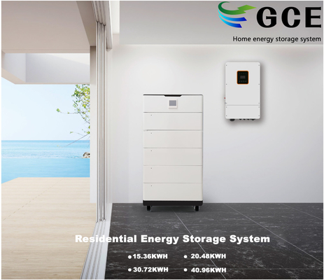 Residentiële ESS-oplossing Huishoudelijk energieopslagsysteem 40.96KWH Stapelbaar LiFePO4-accu-systeem met 16S51.2V lithium