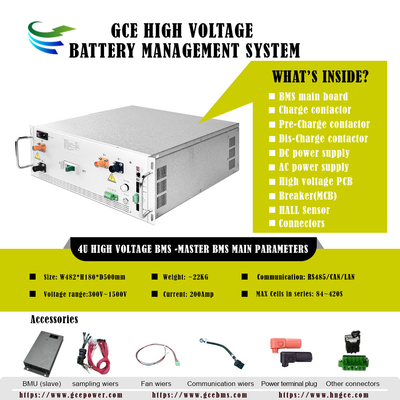 Hoogspanning BMS 304S972.8V 250A Lifepo4 BMS 1500V Batterijbeheersysteem voor UPS BESS Rack Lithiumbatterijenergie