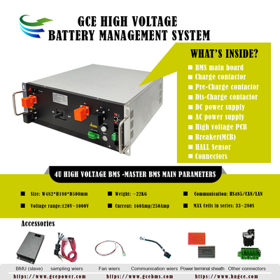 GCE Master And Slave BMS,225S Batterij Energieopslag Systeem, 720V 250A Lifepo4 Batterij Bms