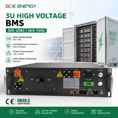 Hoogspannings-BMS GCE Master Slave HV BMS 120S 144S 160S 192S 120V-750V 125A Lithiumbatterijbeheersysteem voor zonne-energiesysteem ESS BESS