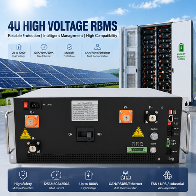 Industriële 4U rackmount BMS 125A 160A 250A voor commercieel energieopslagsysteem | 1000V 20kA kortsluitbeveiliging | CAN RS4toc85 communicatieprotocol